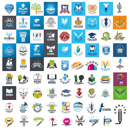 school icon - large set of vector logos school and books Stock Photo - Budget Royalty-Free & Subscription, Code: 400-08164689