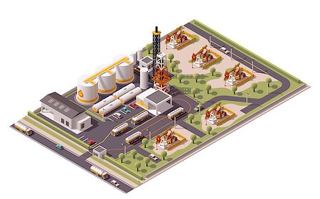 Isometric icon set representing oil field extracting crude oil Stock Photo - Budget Royalty-Free & Subscription, Code: 400-08164876