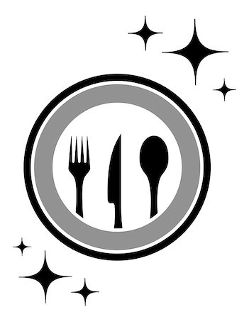 black dinner restaurant icon with kitchen ware Stock Photo - Budget Royalty-Free & Subscription, Code: 400-08165249