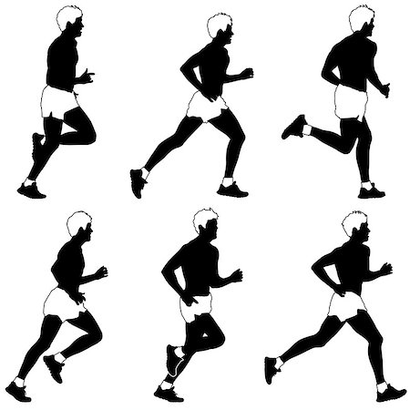 Set of silhouettes. Runners on sprint, men. vector illustration. Stock Photo - Budget Royalty-Free & Subscription, Code: 400-08165322