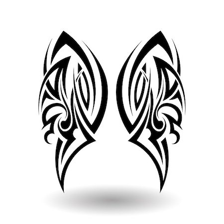 simsearch:400-05706564,k - Hand Drawn Tribal Tattoo in Wings Shape Stock Photo - Budget Royalty-Free & Subscription, Code: 400-08165754