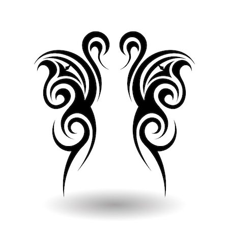 simsearch:400-05706564,k - Hand Drawn Tribal Tattoo in Wings Shape Stock Photo - Budget Royalty-Free & Subscription, Code: 400-08165755