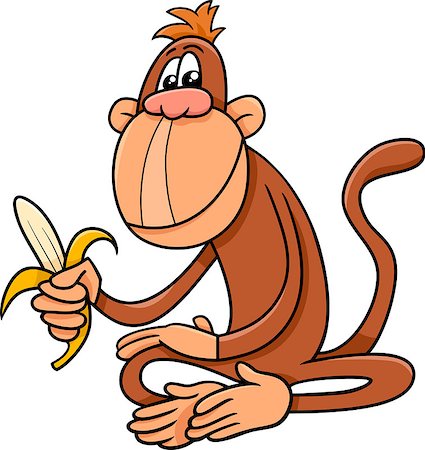 simsearch:400-04394183,k - Cartoon Illustration of Monkey Mammal with Banana Stock Photo - Budget Royalty-Free & Subscription, Code: 400-08165795