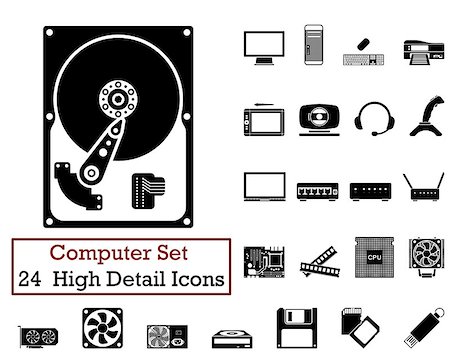 simsearch:400-04729472,k - Set of 24 Computer Icons in Black Color. Stock Photo - Budget Royalty-Free & Subscription, Code: 400-08166107