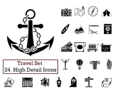 simsearch:400-07114343,k - Set of 24 Travel Icons in Black Color. Stock Photo - Budget Royalty-Free & Subscription, Code: 400-08166101