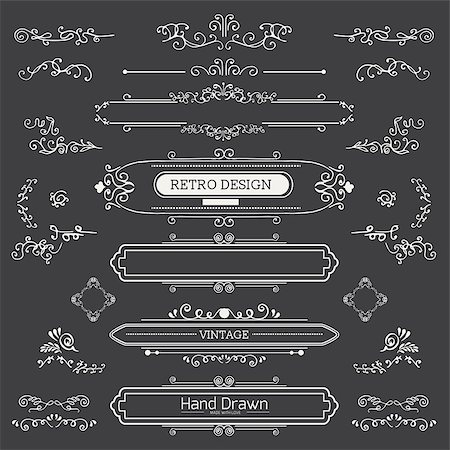 simsearch:400-07103208,k - Calligraphic vector design elements and page decoration.  Flourishes Calligraphic Ornaments and Frames. Retro Style Design Collection for Invitations, Banners, Posters, Placards, Badges and Logotypes. Stock Photo - Budget Royalty-Free & Subscription, Code: 400-08160238