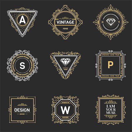 people elements for design - Monogram  luxury logo template with flourishes calligraphic elegant ornament elements. Luxury elegant design for cafe, restaurant, boutique, hotel, shop, store, heraldic, jewelry, fashion Stock Photo - Budget Royalty-Free & Subscription, Code: 400-08160243