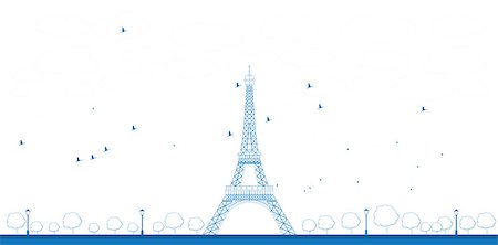 simsearch:400-04974897,k - Outline Vector illustration of Eiffel Tower Stock Photo - Budget Royalty-Free & Subscription, Code: 400-08160628