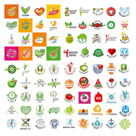 large set of vector logo of a healthy lifestyle Stock Photo - Budget Royalty-Free & Subscription, Code: 400-08161146