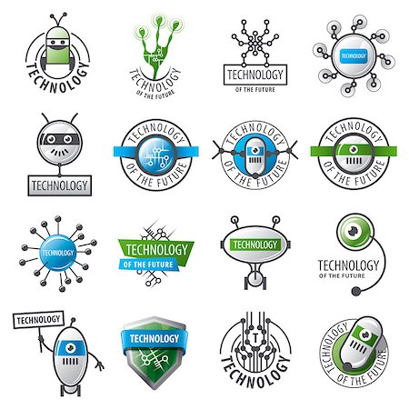 symbol for intelligence - large set of vector logos robots and new technologies Stock Photo - Budget Royalty-Free & Subscription, Code: 400-08161154