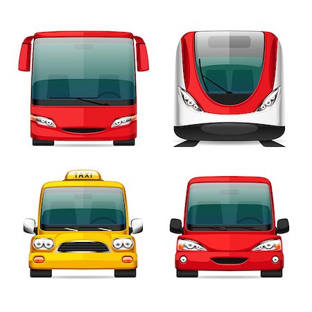 simsearch:862-06541761,k - Colorful Transportation Icons for Your Delivery and Travel Projects. Bus, Train, Taxi and Red Car. Isolated on white background. Clipping paths included in JPG file. Stock Photo - Budget Royalty-Free & Subscription, Code: 400-08161283