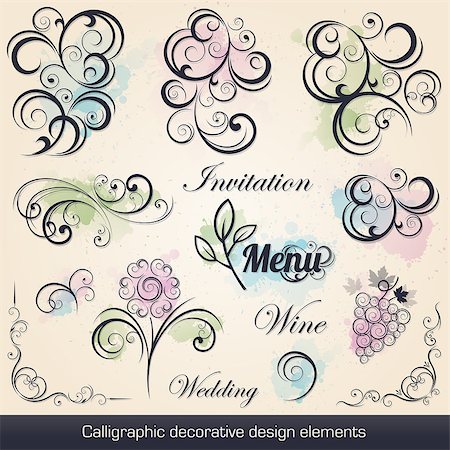 simsearch:400-05888640,k - calligraphic decorative design elements collection Foto de stock - Super Valor sin royalties y Suscripción, Código: 400-08161616