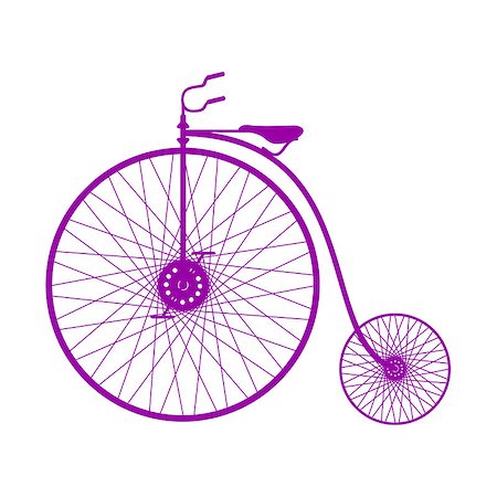 simsearch:400-08938779,k - Silhouette of vintage bicycle in purple design on white background Stock Photo - Budget Royalty-Free & Subscription, Code: 400-08162636