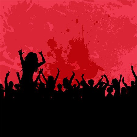 simsearch:400-04389591,k - Silhouette of a party crowd on a grunge background Stock Photo - Budget Royalty-Free & Subscription, Code: 400-08163026