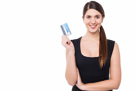 simsearch:400-06858518,k - Glamorous young corporate woman holding up her credit card. Stock Photo - Budget Royalty-Free & Subscription, Code: 400-08187279