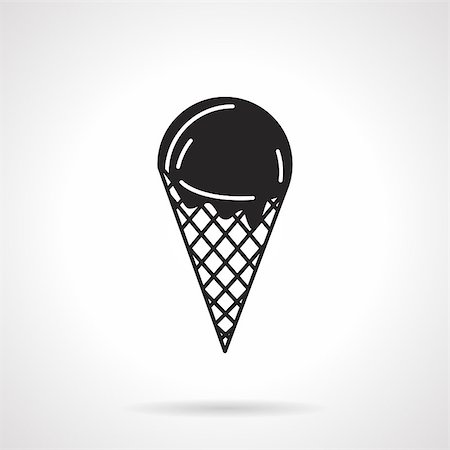 Black vector icon for ice cream ball in waffle cone on white background. Stock Photo - Budget Royalty-Free & Subscription, Code: 400-08188278