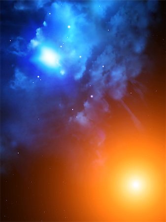 simsearch:400-06328626,k - A beautiful space scene with sun and nebula of blue color Stock Photo - Budget Royalty-Free & Subscription, Code: 400-08188445