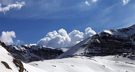 panoramic rock climbing images - Panoramic view on snow rocks and cloudy blue sky. Turkey, Central Taurus Mountains, Aladaglar (Anti Taurus) view from plateau Edigel (Yedi Goller) Stock Photo - Budget Royalty-Free & Subscription, Code: 400-08188755