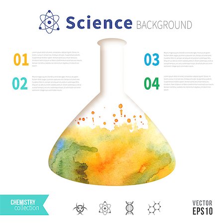 Chemistry science concept design template for infographics. Test tube watercolor design. Stock Photo - Budget Royalty-Free & Subscription, Code: 400-08189014