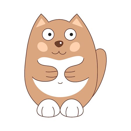 simsearch:400-08189024,k - Cute cartoon kitty, vector illustration of brown funny fatty cat Photographie de stock - Aubaine LD & Abonnement, Code: 400-08189024