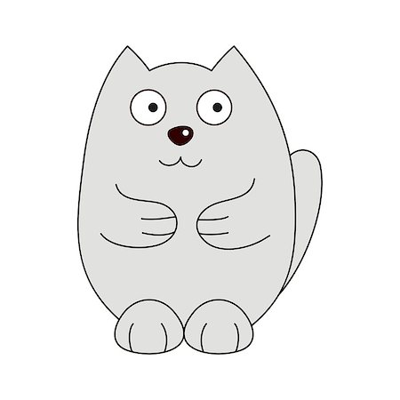 simsearch:400-08189024,k - Cute cartoon kitty, vector illustration of grey funny fatty cat Photographie de stock - Aubaine LD & Abonnement, Code: 400-08189023