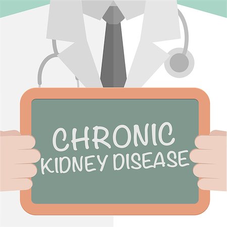 renal - minimalistic illustration of a doctor holding a blackboard with Chronic Kidney Disease text, eps10 vector Stock Photo - Budget Royalty-Free & Subscription, Code: 400-08189213