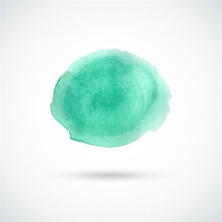 Turquoise green hand drawn watercolor circle. Vector design element. Stock Photo - Budget Royalty-Free & Subscription, Code: 400-08189320
