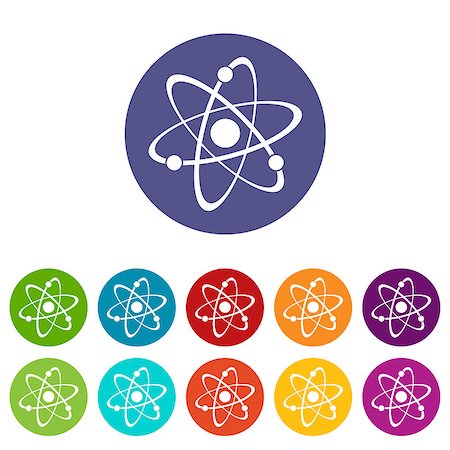 Atom web flat icon in different colors. Vector Illustration Stock Photo - Budget Royalty-Free & Subscription, Code: 400-08189643