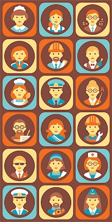 Set of colorful profession people flat style icons in circles with vector illustration Stock Photo - Budget Royalty-Free & Subscription, Code: 400-08189826