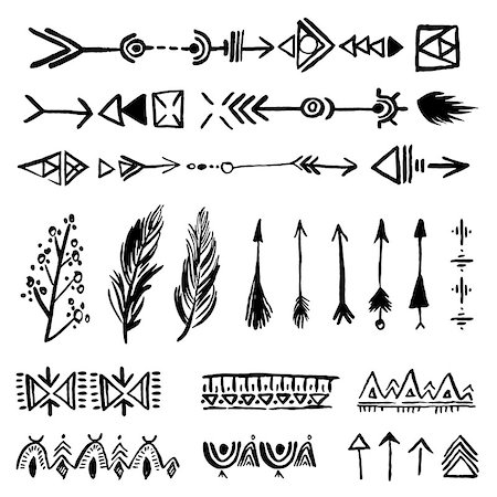 Tribal vintage ethnic design elements on white Stock Photo - Budget Royalty-Free & Subscription, Code: 400-08194066