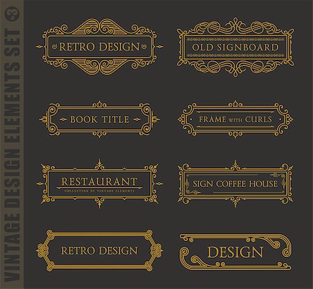 simsearch:400-06136396,k - Calligraphic labels and frames elegant set. Vector baroque set. Vintage design elements and page decoration. Border frames collection royal ornament Stock Photo - Budget Royalty-Free & Subscription, Code: 400-08194778