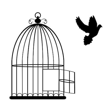 vector illustration of a vintage card with cage open and dove flying Foto de stock - Super Valor sin royalties y Suscripción, Código: 400-08194891