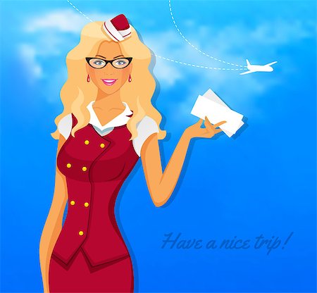 dresses of air hostesses - Vector illustration of Girl in stewardess uniform Stock Photo - Budget Royalty-Free & Subscription, Code: 400-08195093