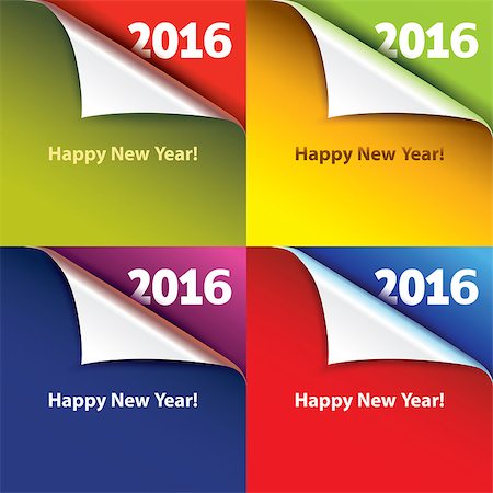 simsearch:400-07215674,k - Colored stickers with bent corners. Happy New Year. Vector illustration. Stock Photo - Budget Royalty-Free & Subscription, Code: 400-08195218