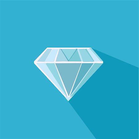 Diamond. Flat vector design with long shadow Stock Photo - Budget Royalty-Free & Subscription, Code: 400-08195296