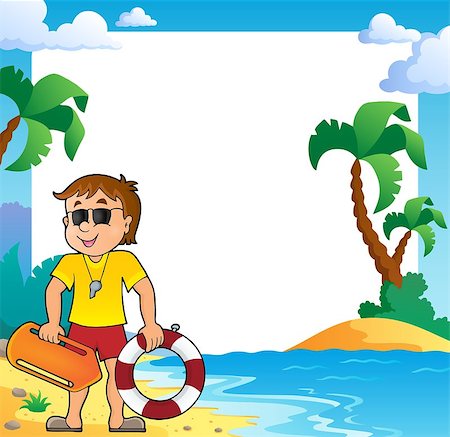 Beach theme frame with life guard - eps10 vector illustration. Stock Photo - Budget Royalty-Free & Subscription, Code: 400-08195435