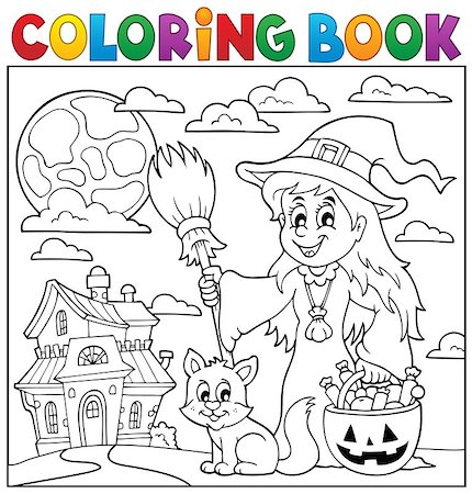 simsearch:400-05686860,k - Coloring book Halloween thematics 1 - eps10 vector illustration. Stock Photo - Budget Royalty-Free & Subscription, Code: 400-08195437