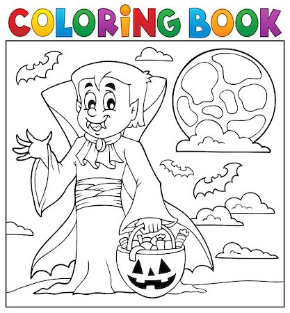 simsearch:400-05686860,k - Coloring book with Halloween vampire - eps10 vector illustration. Stock Photo - Budget Royalty-Free & Subscription, Code: 400-08195438