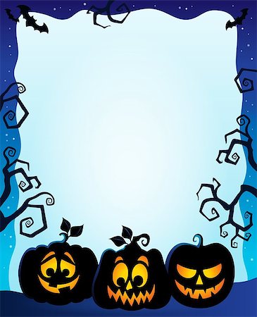 Night frame with pumpkin silhouettes - eps10 vector illustration. Stock Photo - Budget Royalty-Free & Subscription, Code: 400-08195465