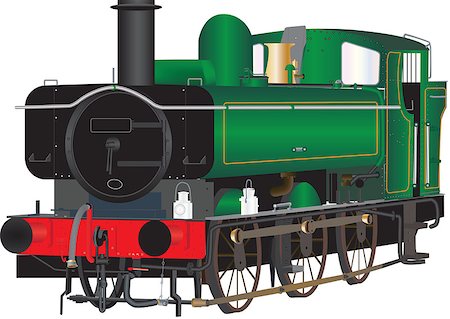 simsearch:400-04992228,k - A Vintage Green Steam Shunting Railway Locomotive isolated on white Foto de stock - Super Valor sin royalties y Suscripción, Código: 400-08195619