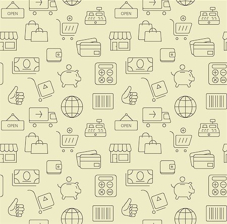 simsearch:400-04097382,k - Thin line shopping icons, seamless background pattern. Stock Photo - Budget Royalty-Free & Subscription, Code: 400-08195743