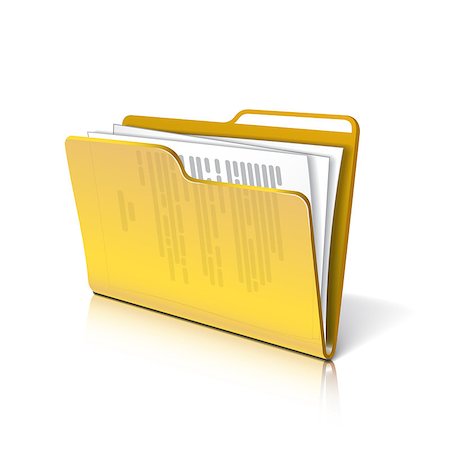 Yellow transparent folder with papers. Document icon. Vector illustration. Foto de stock - Super Valor sin royalties y Suscripción, Código: 400-08195881