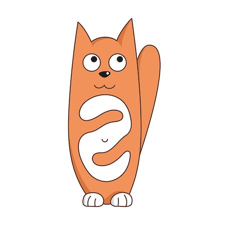 simsearch:400-08189024,k - Cartoon kitty, vector illustration of funny cute orange cat with white tummy, cat smiling and paws are put like Yin Yang, full cat masses tummy Photographie de stock - Aubaine LD & Abonnement, Code: 400-08196712