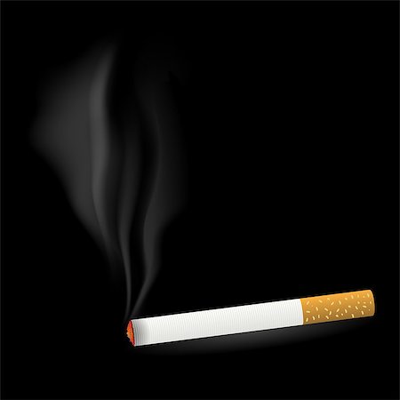simsearch:400-06761272,k - Smoking Single Cigarette Isolated on Black Background Stock Photo - Budget Royalty-Free & Subscription, Code: 400-08197462