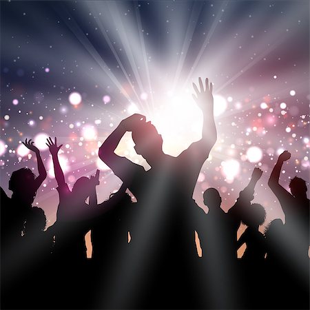 simsearch:400-04389591,k - Silhouette of a party crowd on a disco lights background Stock Photo - Budget Royalty-Free & Subscription, Code: 400-08197682