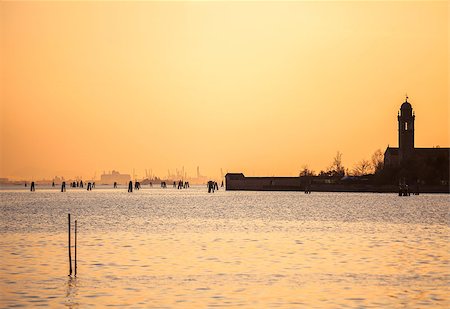 landscape of sunset under water in Venice Italy Stock Photo - Budget Royalty-Free & Subscription, Code: 400-08198252