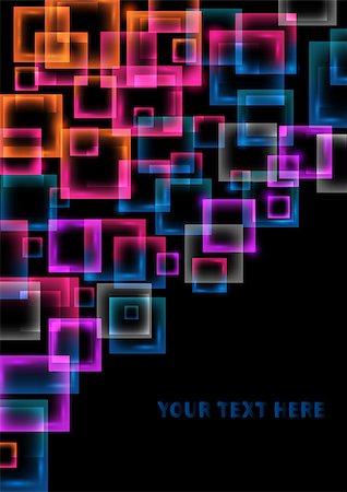 dark graphic corners - Illustration of colorful squares on black background Stock Photo - Budget Royalty-Free & Subscription, Code: 400-08198395