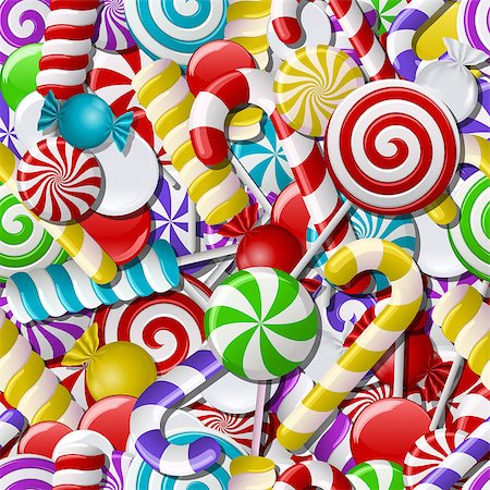 simsearch:400-04916601,k - Background with different colorful candies. Seamless pattern. Vector illustration Stock Photo - Budget Royalty-Free & Subscription, Code: 400-08198433