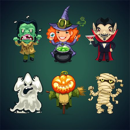 simsearch:700-00262810,k - Set of Vector Cartoon Halloween Characters for your Holiday Project. Clipping paths included in JPG file. Stock Photo - Budget Royalty-Free & Subscription, Code: 400-08198478