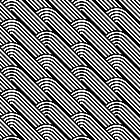 deform - Design seamless monochrome geometric pattern. Abstract stripy background. Vector art Stock Photo - Budget Royalty-Free & Subscription, Code: 400-08198526